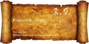 Kupcsik Irma névjegykártya
